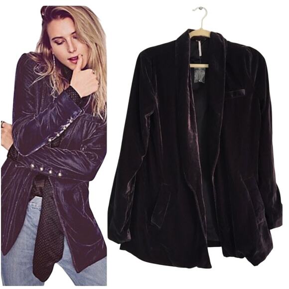 Free People Velvet Jacket XS – Yesterday’s Muse Eggplant Cherry Coded - Picture 1 of 6